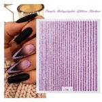 Purple Holographic Glitter Stripes Sticker Sheet
