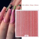 Red Glitter Stripes Sticker Sheet