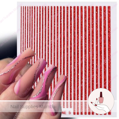 Red Glitter Stripes Sticker Sheet