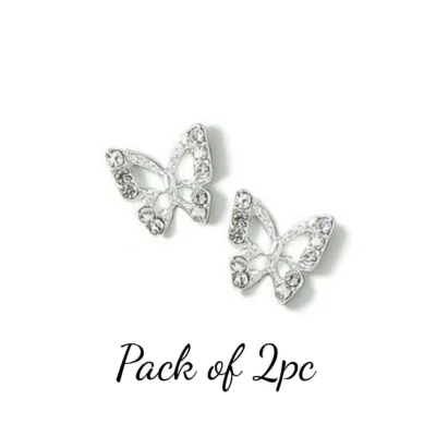 Silver Butterfly Nail Charms (pack Of 2 Pcs)