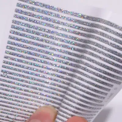 Silver Holographic Glitter Stripes Sticker Sheet