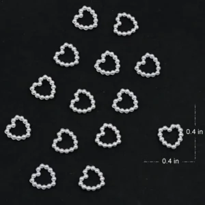 White Pearl Hearts Nail Charms (Pack Of 10 Pcs)