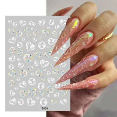 Bubble Hearts Nail Sticker sheet (s065)