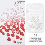 UV Light Activated Pink Heart Nail Charms (100 Pcs Pack)