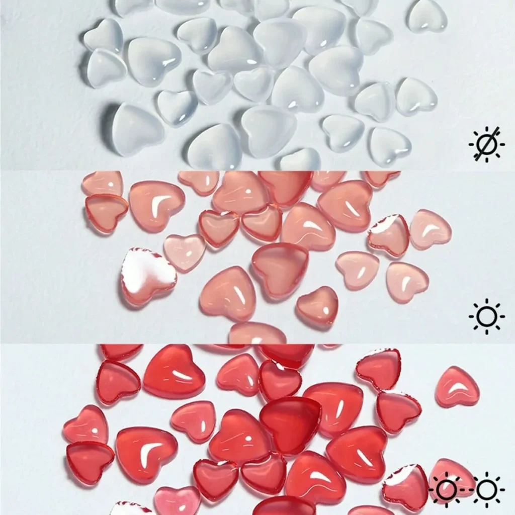 Uv Light Activated Pink Heart Nail Charms (100 Pcs Pack)