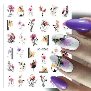 Water Color Floral Nail Art Sticker Sheet (jo-2249)