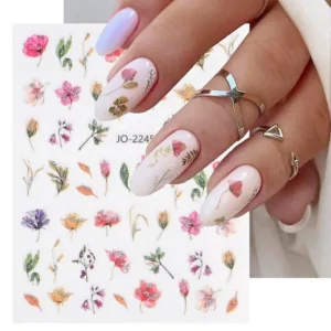 Water Color Glitter Flowers Nail Sticker Sheets (jo-2245)