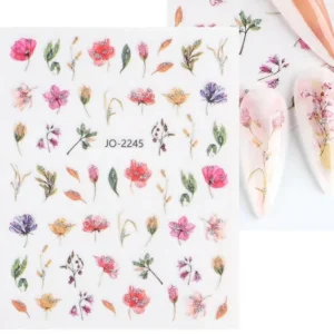 Water Color Glitter Flowers Nail Sticker Sheets (jo-2245)