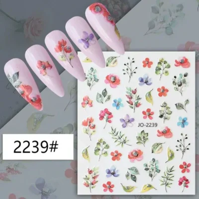 Water Color Floral Nail Art Sticker Sheet (jo-2239)