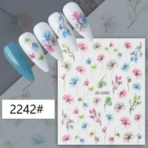 Water Color Floral Nail Art Sticker Sheet (jo-2242)