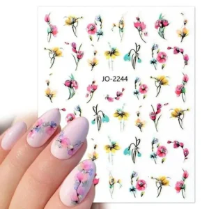 Water Color Floral Nail Art Sticker Sheet (jo-2244)