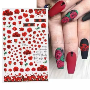 Red Rose Tattoo Stickers Sheet (F857)