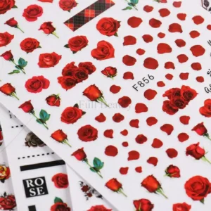 Red Rose Tattoo Stickers Sheet (F857)