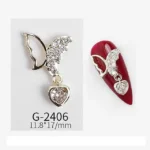Ad Butterfly With Hanging Heart Nail Charms (pack Of 2 Pcs)
