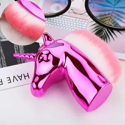 Pink Unicorn Puffy Dusting Brush