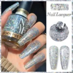 Born Pretty Nail Lacquer (15ml) Grey Silver Chunky Glitter