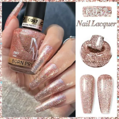 Born Pretty Nail Lacquer (15ml) Rosy Brown Glitter