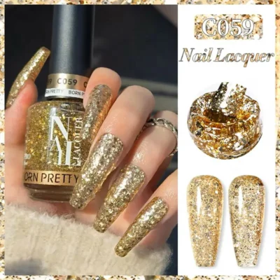 Born Pretty Nail Lacquer (15ml) Gold Chunky Glitter