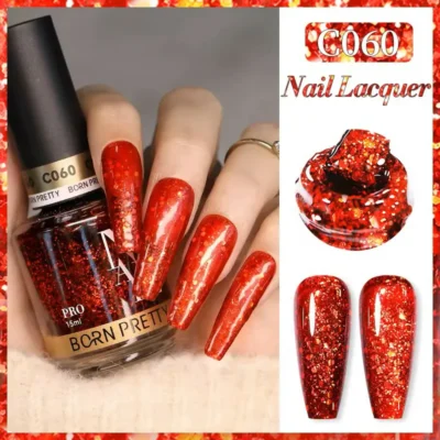 Born Pretty Nail Lacquer (15ml) Cornell Red Chunky Glitter