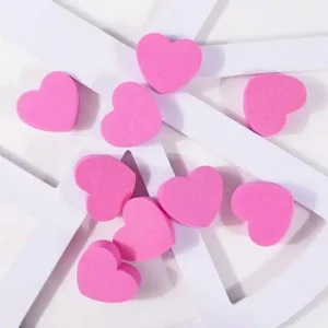 Heart Shaped Nail Buffers (Set Of 10 & Random Colors)