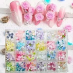 Multicolor Flowers 3D Nail Charms Box (24 Colors)