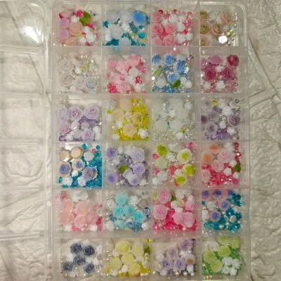 Multicolor Flowers 3d Nail Charms Box (24 Colors)