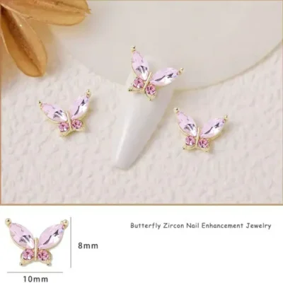 Pink Butterfly Nail Charms (set Of 2 Pcs)