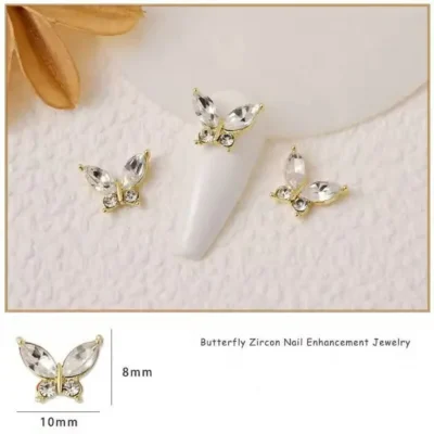 Silver Butterfly Nail Charms (set Of 2 Pcs)