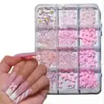 Pink Bows Pearls And Charms Nail Art Accessories Box