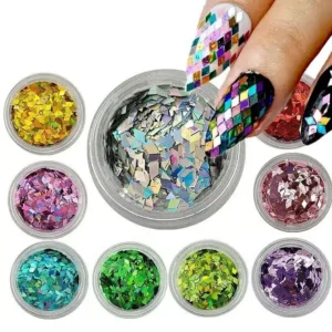 Rhombus Shaped Mylar Nail Accessories (set Of 12)