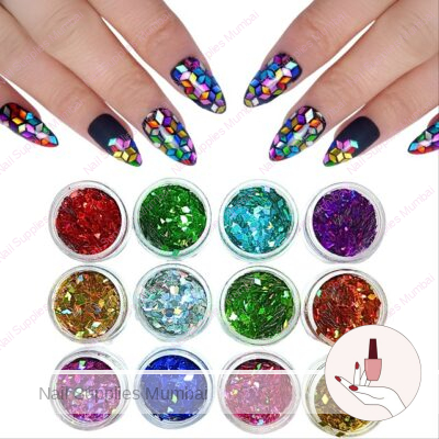 Rhombus Shaped Mylar Nail Accessories (set Of 12)