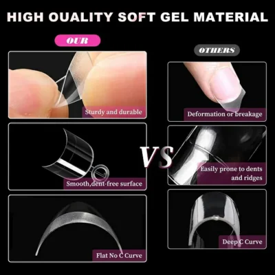 Short Oval Half Cover Soft Gel Nail Tips (600 Pcs Box)