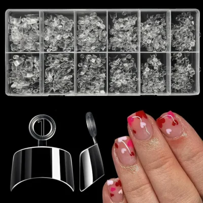 Short Square French Soft Gel Nail Tips (600 Pcs Box)