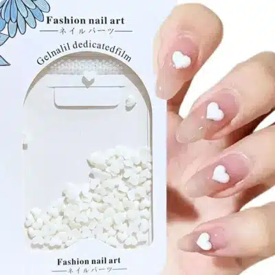 White Heart Nail Art Charms