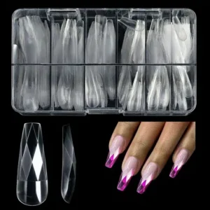 Long Coffin Diamond Soft Gel Nail Tips (Box Of 120 Pcs)