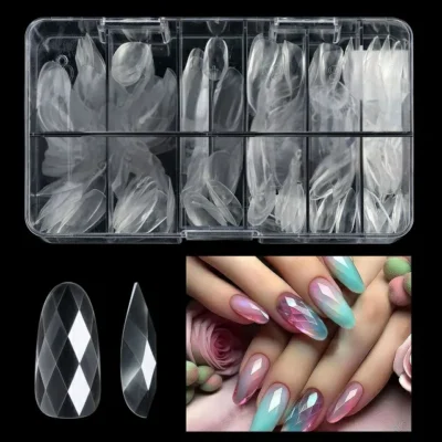 Long Oval Diamond Soft Gel Nail Tips (box Of 120 Pcs)