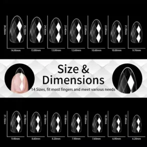 Medium Almond Diamond Soft Gel Nail Tips (Box Of 120 Pcs)