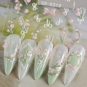 Pink Tulip Flower & Bow 5d Sticker Sheet (5d-k319)