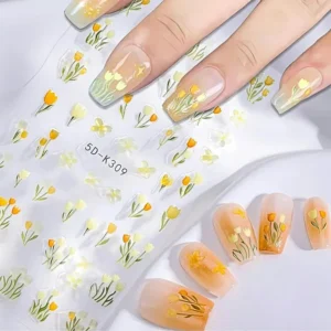 Yellow Tulips Flower 5d Nail Stickers Sheet (5d-K309)
