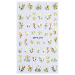Yellow Tulips Flower 5d Nail Stickers Sheet (5d-K309)