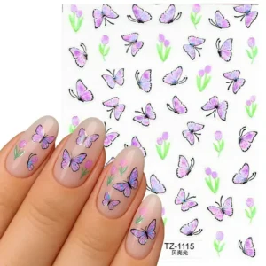Aurora Shell Light Butterfly Nail Art Sticker Sheet (tz-1115)
