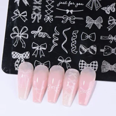 Bows Ribbons And Text Big Stamping Plate