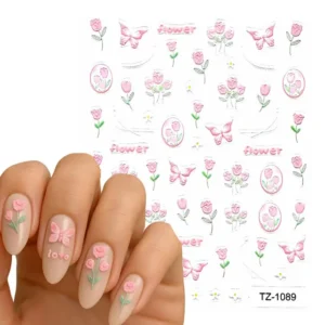Flowers And Butterflies Nail Stickers Sheet (tz-1089)
