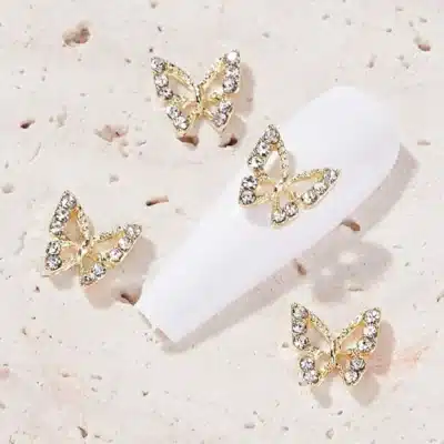 Gold Butterfly Nail Charms (pack Of 2 Pcs)