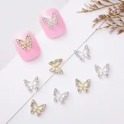 Gold Butterfly Nail Charms (pack Of 2 Pcs)