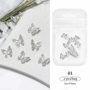 Silver Butterfly Nail Charms (pack Of 2 Pcs)