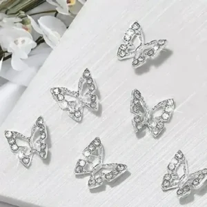 Silver Butterfly Nail Charms (pack Of 2 Pcs)