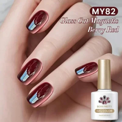 Born Pretty Water Light Cat Magnetic Gel Polish Berry Red My82 (10ml)