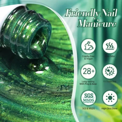 Born Pretty Green Cat Magnetic Gel Polish - Basil My39 (10ml)