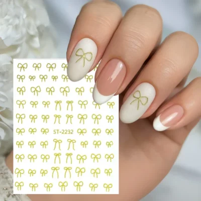 Gold Bow Tie Nail Art Sticker Sheet (st-2232)